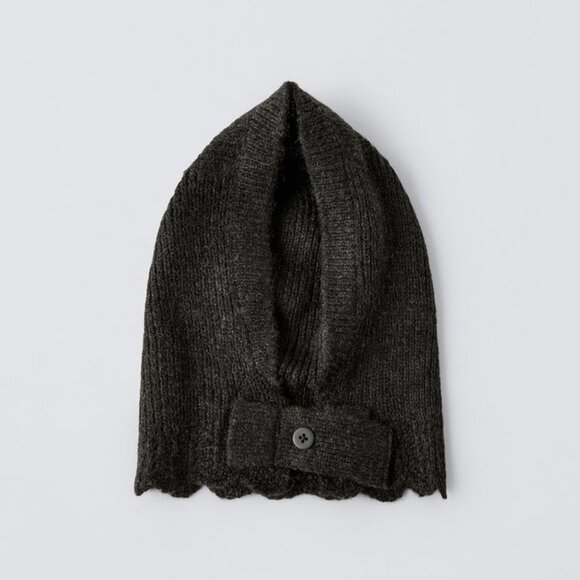 NEW! Zara Baby | Knit Balaclava Hood In Anthacite Grey - Picture 3 of 11